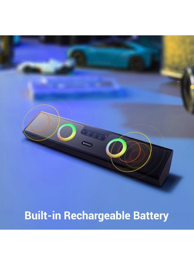 ZEBRONICS Astra 35, Portable Bluetooth Speaker, 16 Watts, Upto 8h Backup, Dual Drivers + Dual Passive Radiators, Call Function, Bluetooth v5.3 | USB | mSD| AUX, TWS, RGB LED - Image 5